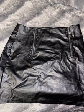 Faux Leather Black Mini Skirt